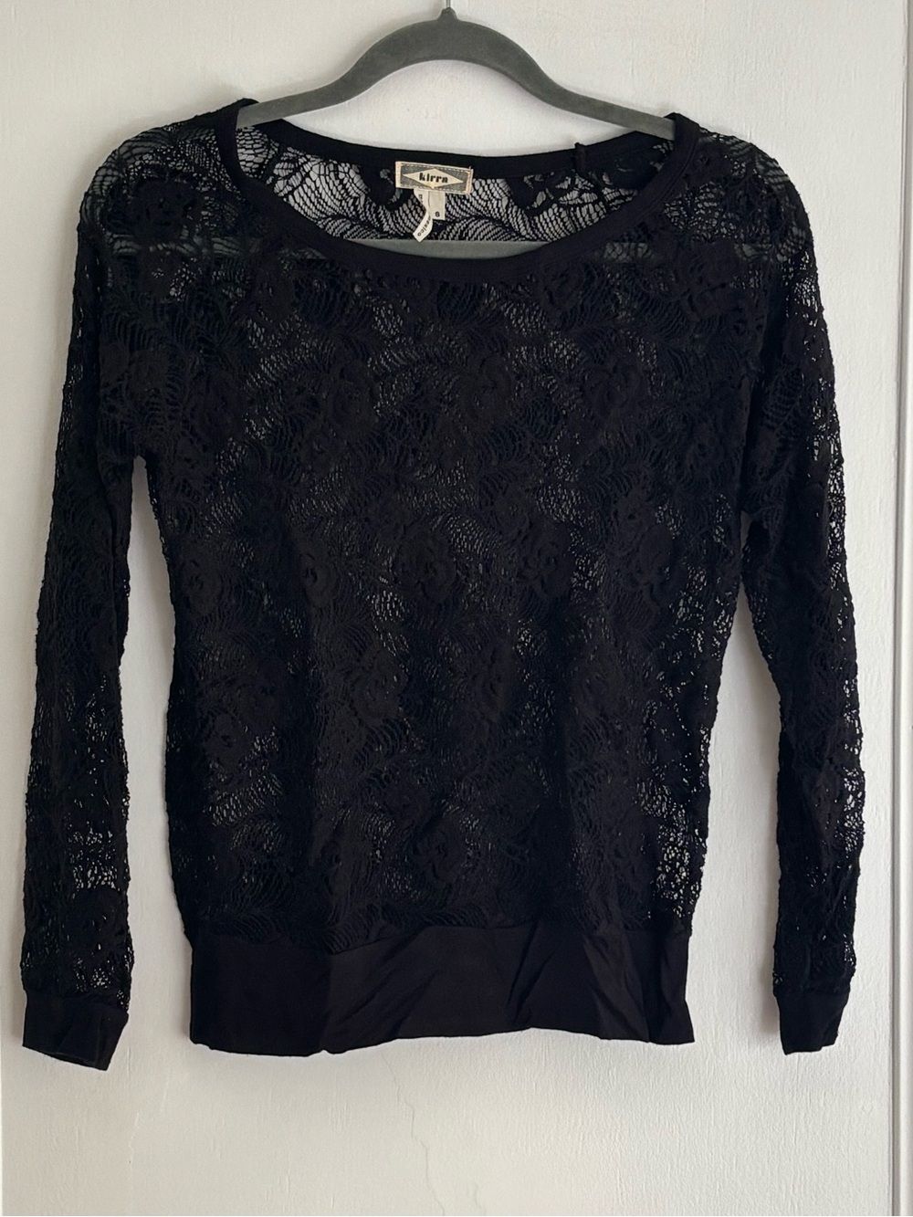 Kirra Black Lace Long-Sleeve Tee